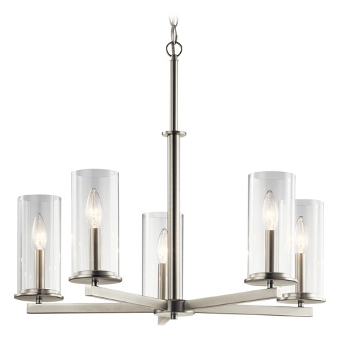 Kichler Lighting Crosby 5-Light Chandelier in Brushed Nickel with Clear Glass 43999NI