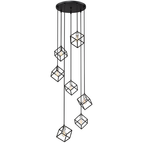 Z-Lite Vertical Matte Black & Brushed Nickel Multi-Light Pendant by Z-Lite 478-7MB-BN