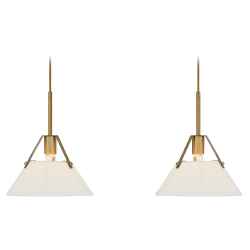 Meridian 2-Light Linear Chandelier in Natural Brass by Meridian M100108NB