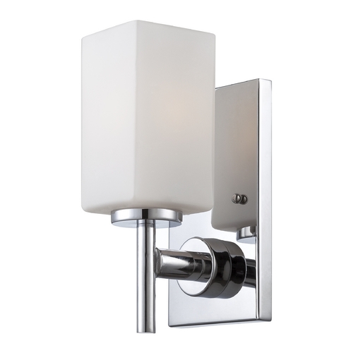 Modern Sconce Wall Light with White Glass in Chrome Finish