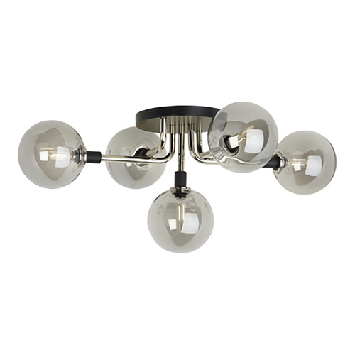 Viaggio LED Flush Mount in Polished Nickel & Smoke by Visual Comfort Modern
