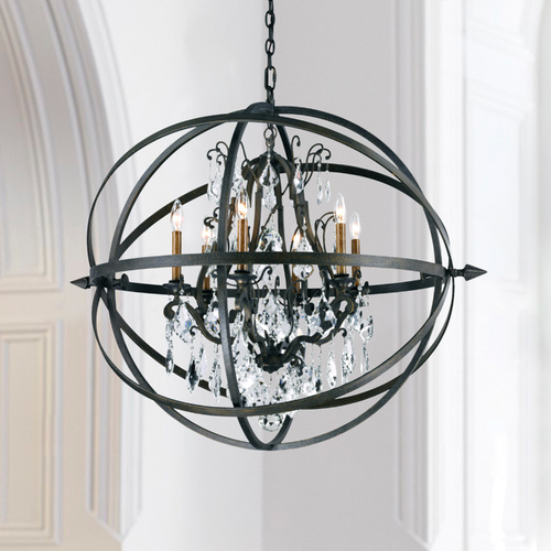 Byron 32.25-Inch Crystal Orb Chandelier in Vintage Bronze by Troy Lighting