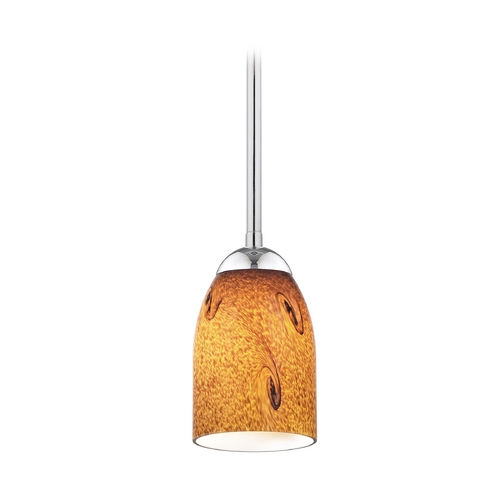 Modern Mini-Pendant Light with Brown Art Glass