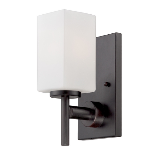 Designers Fountain Lighting Modern Sconce Wall Light with White Glass in Biscayne Bronze Finish 6731-BBR