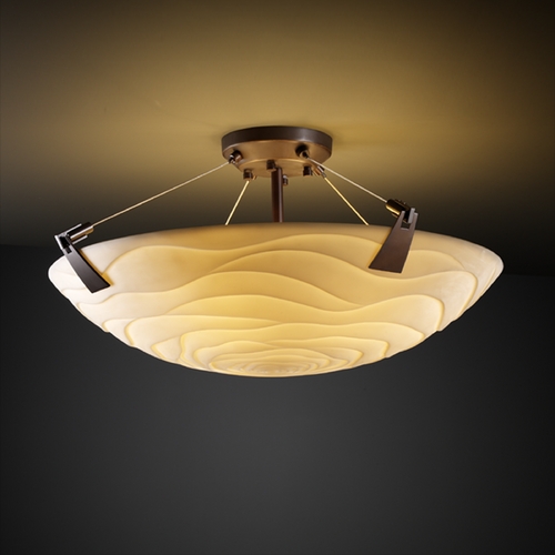 Justice Design Group Justice Design Group Porcelina Collection Semi-Flushmount Light PNA-9632-35-WAVE-DBRZ