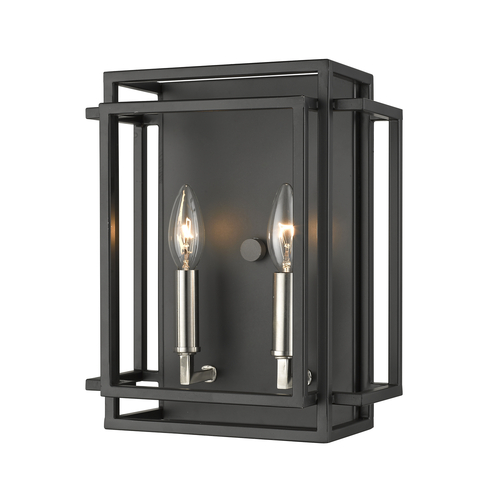 Z-Lite Titania Black & Brushed Nickel Sconce by Z-Lite 454-2S-BK-BN