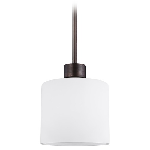 Generation Lighting Canfield Burnt Sienna Mini Pendant with Cylindrical Shade by Generation Lighting 6128801-710