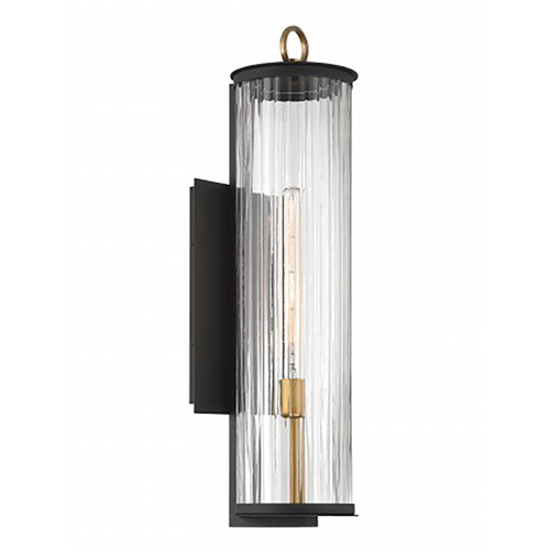 Minka Lavery Minka Lavery Lru Cara Dark Matte Black & Painted Legacy Brass Outdoor Wall Light 79002-734