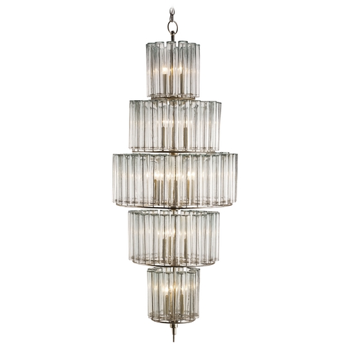 Currey and Company Lighting Silver Leaf Pendant Light with Drum Shade