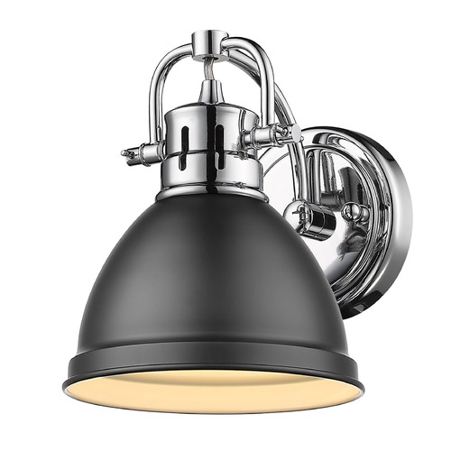 Golden Lighting Duncan Wall Sconce in Chrome & Matte Black by Golden Lighting 3602-BA1CH-BLK