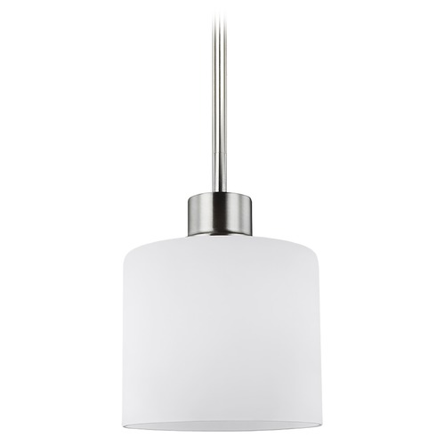 Generation Lighting Canfield Brushed Nickel Mini-Pendant Light with Cylindrical Shade 6128801-962