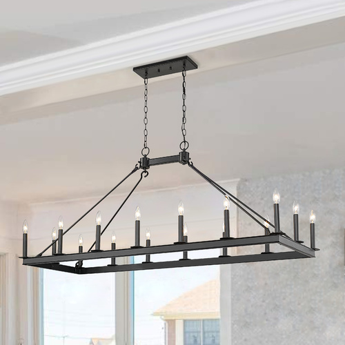 Z-Lite ional Matte Black 16-Light Linear Chandelier by Z-Lite 482-16L-MB