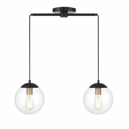 Meridian 2-Light Linear Chandelier in Matte Black & Natural Brass by Meridian M100110MBKNB