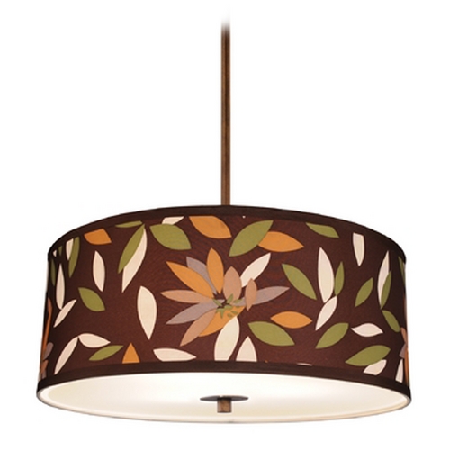 Design Classics Lighting Floral Drum Shade Pendant Light in Bronze Finish DCL 6528-604 SH7487  KIT