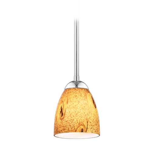 Modern Mini-Pendant Light with Brown Art Glass