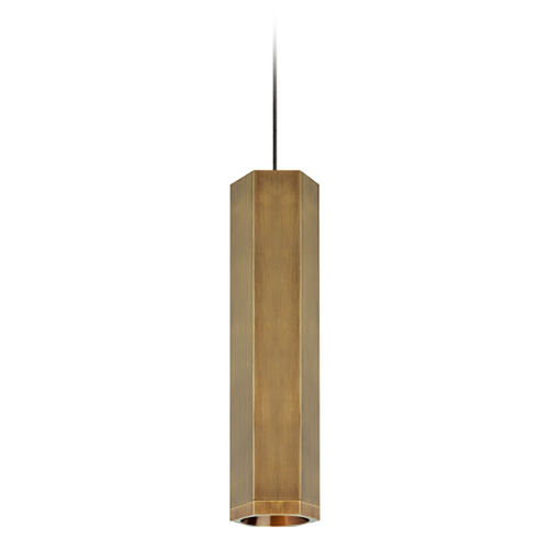 Blok Small MonoRail Pendant in Aged Brass by Visual Comfort Modern