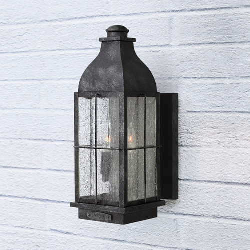Seeded Glass Grey LED Outdoor Wall Light by Hinkley Lighting