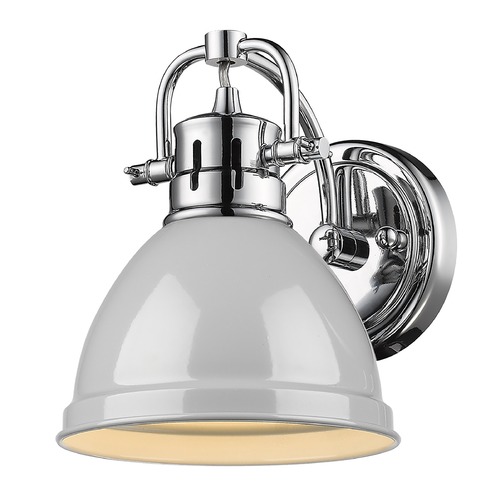 Golden Lighting Golden Lighting Duncan Chrome Sconce with Grey Shade 3602-BA1CH-GY