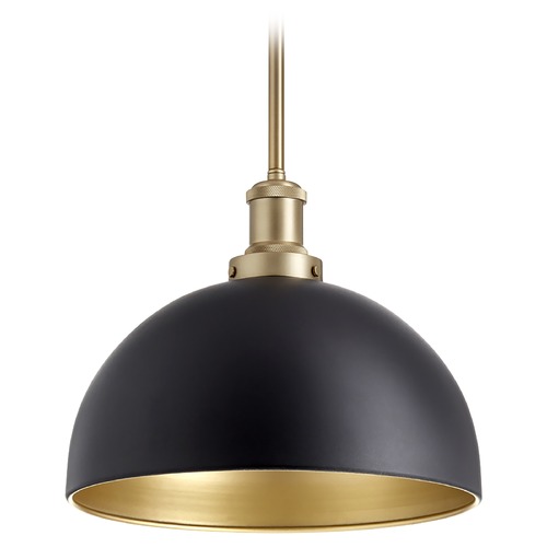 Noir & Aged Brass Pendant by Quorum Lighting