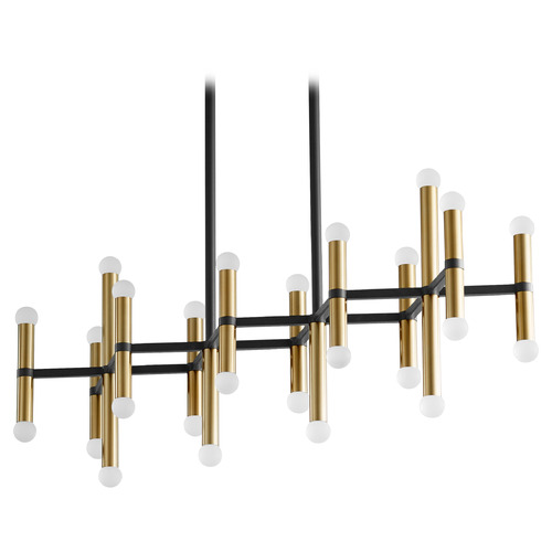 Nero 33.5-Inch LED Linear Pendant in Black & Brass by Oxygen Lighting