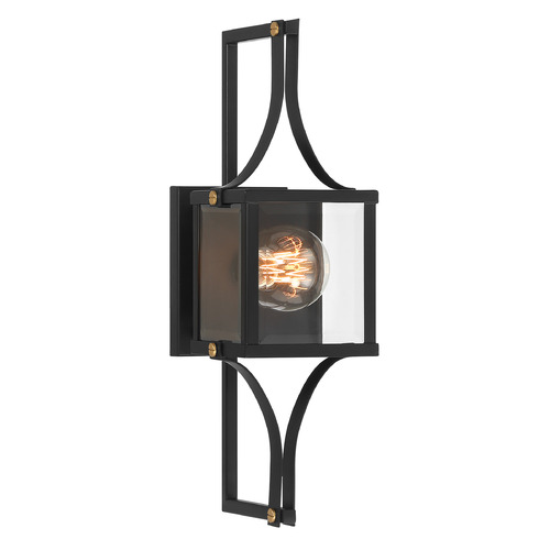 Savoy House Lighting Raeburn Matte Black and Weathered Brushed Brass Outdoor Wall Light