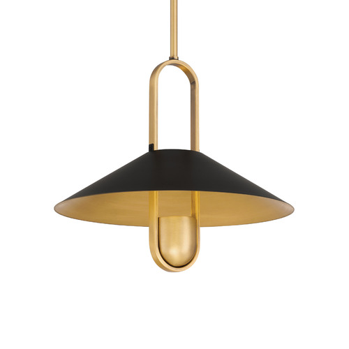 Goldenridge 15-Inch Pendant in Brass & Matte Black by Minka Lavery