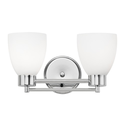 Modern Bathroom Light with White Glass in Chrome Finish
