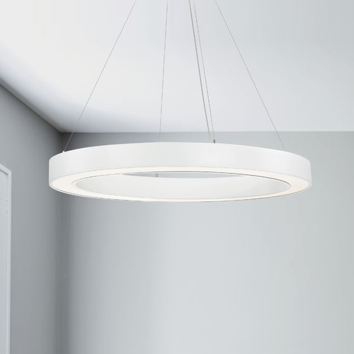 Recesso Lighting by Dolan Designs 47.25-Inch Diameter Modern White LED Drum Pendant Light 3000K 7570 Lumens 10935-05