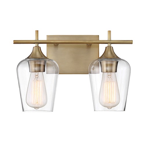 Savoy House Octave 13.75-Inch Vanity Light in Warm Brass with Clear Glass 8-4030-2-322