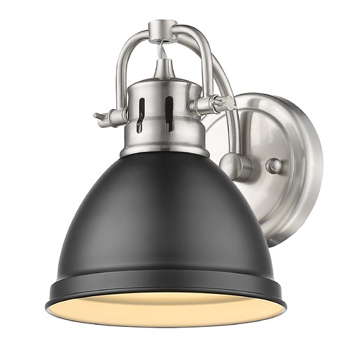 Golden Lighting Duncan Wall Sconce in Pewter & Matte Black by Golden Lighting 3602-BA1PW-BLK