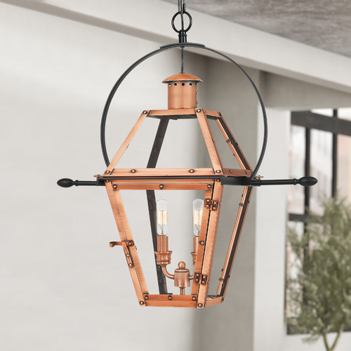 Quoizel Lighting Quoizel Rue De Royal Aged Copper Outdoor Hanging Light with Clear Glass RO1911AC