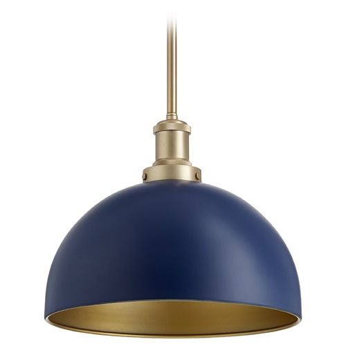 Quorum Lighting Blue & Aged Brass Pendant by Quorum Lighting 876-3280