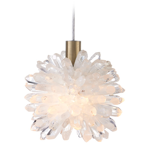 Currey and Company Purity Brass Mini-Pendant Light with Abstract Shade