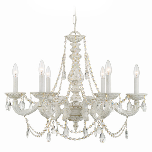 Crystorama Lighting Paris Market Antique White Crystal Chandelier