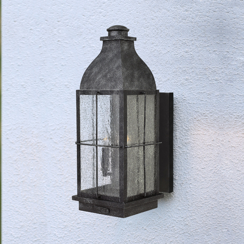 Seeded Glass Grey LED Outdoor Wall Light by Hinkley Lighting