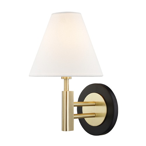 Mitzi by Hudson Valley Robbie Aged Brass & Black Sconce by Mitzi by Hudson Valley H264101-AGB/BK