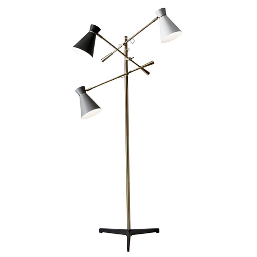 Adesso Home Lyle Antique Brass Swing Arm Lamp with Conical Shade