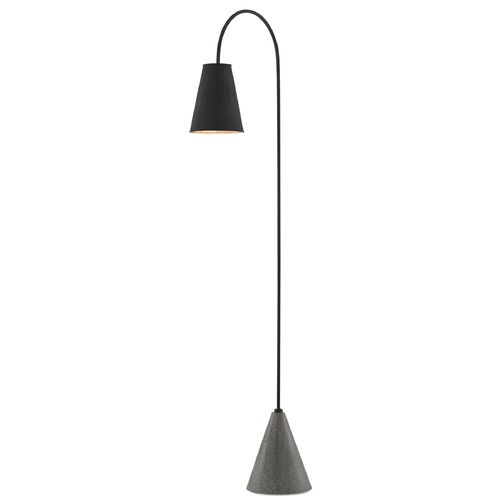 Lotz Floor Lamp in Black Iron/Silver Leaf/Polished Concrete by Currey