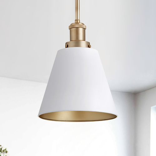 Studio White & Aged Brass Mini Pendant by Quorum Lighting