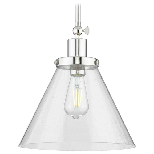 Progress Lighting Hinton Polished Nickel Pendant Light with Conical Shade