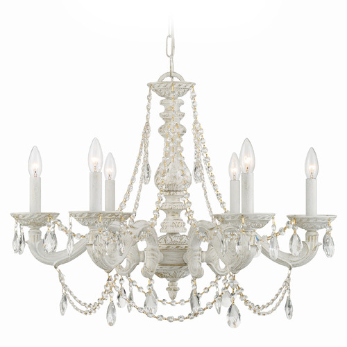 Crystorama Lighting Paris Market Antique White Crystal Chandelier