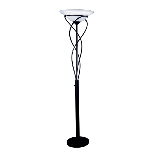Lite Source Lighting Lite Source Lighting Majesty Black Torchiere Lamp with Bell Shade LS-9640BLK