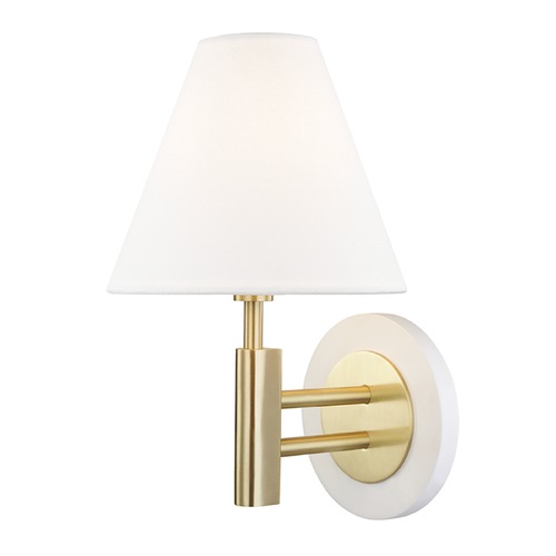 Mitzi by Hudson Valley Robbie Aged Brass & White Sconce by Mitzi by Hudson Valley H264101-AGB/WH