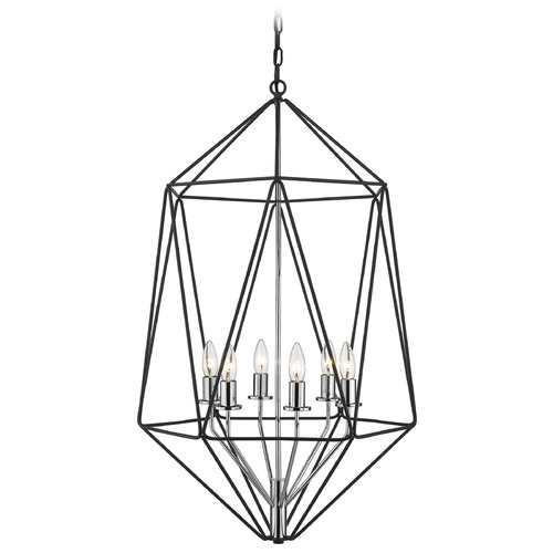 Geo Matte Black & Chrome Chandelier by Z-Lite