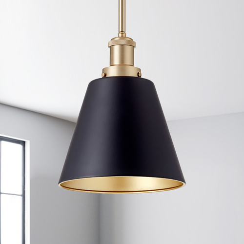 Noir & Aged Brass Mini Pendant by Quorum Lighting
