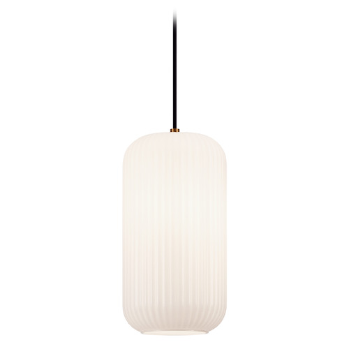 Matteo Lighting Matteo Lighting Charismo Aged Gold Brass Mini-Pendant Light with Cylindrical Shade C61002AGOP