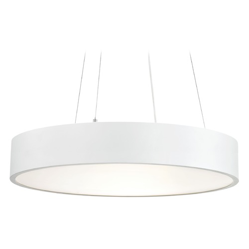 Recesso Lighting by Dolan Designs 23.62-Inch Diameter Modern White LED Drum Pendant Light 3000K 4600 Lumens 10937-05