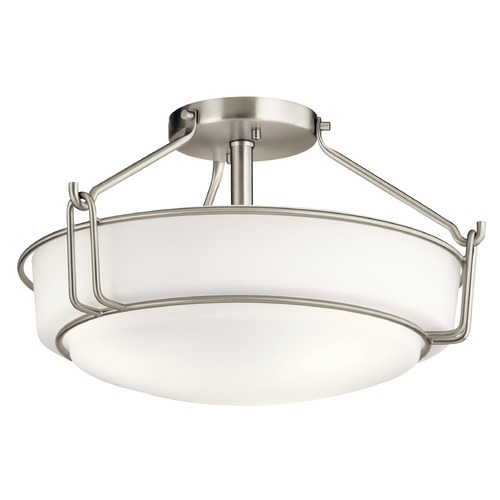 Kichler Lighting Transitional Semi-Flush Mount Light Brushed Nickel Alkire by Kichler Lighting 44085NI