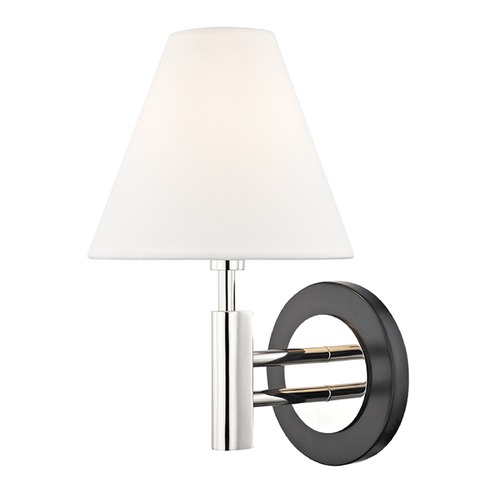 Mitzi by Hudson Valley Robbie Polished Nickel & Black Sconce by Mitzi by Hudson Valley H264101-PN/BK