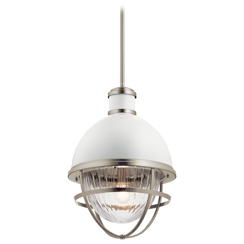 Tollis Large Brushed Nickel / Gloss White 1-Light Pendant by Kichler Lighting